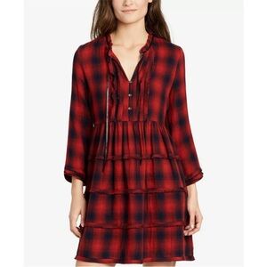 Plaid Ruffle Long Sleeve Dress